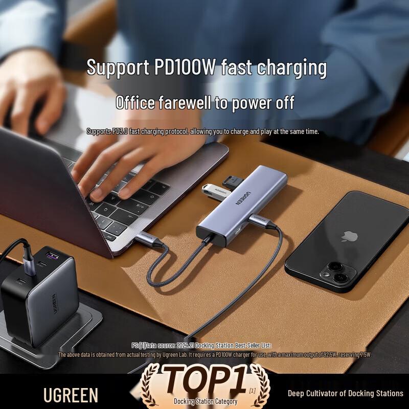 Ugreen 6-в-1 концентратор Type-C с HDMI, USB, PD и Gigabit Ethernet