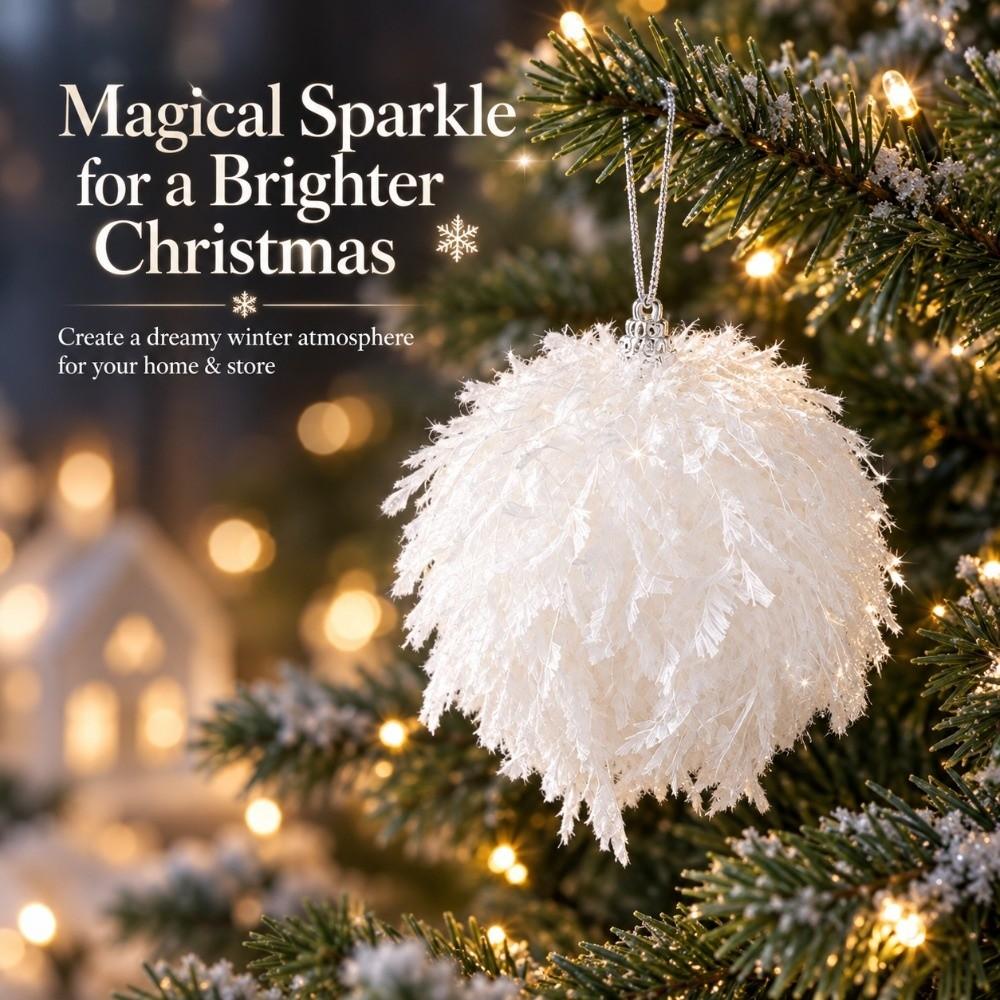 Silver Tinsel Ribbon Christmas Ornament Foam Foam Ball Pendant Christmas Tree Decor