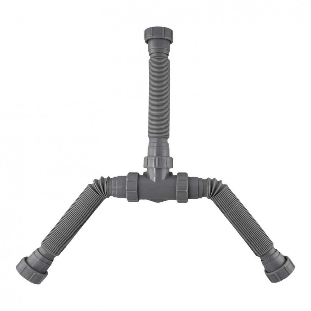 Flexible Double Sink Drain Kit 112 and 114 Inch P Trap Pipes for Sink Drainage