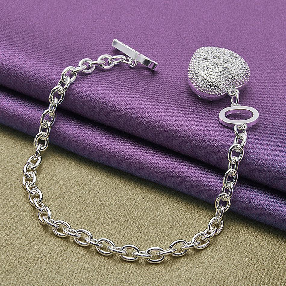 CHSHINE 925 Sterling Silver Heart Pendant Bracelet Fashion Charm For Women High Quality Jewelry