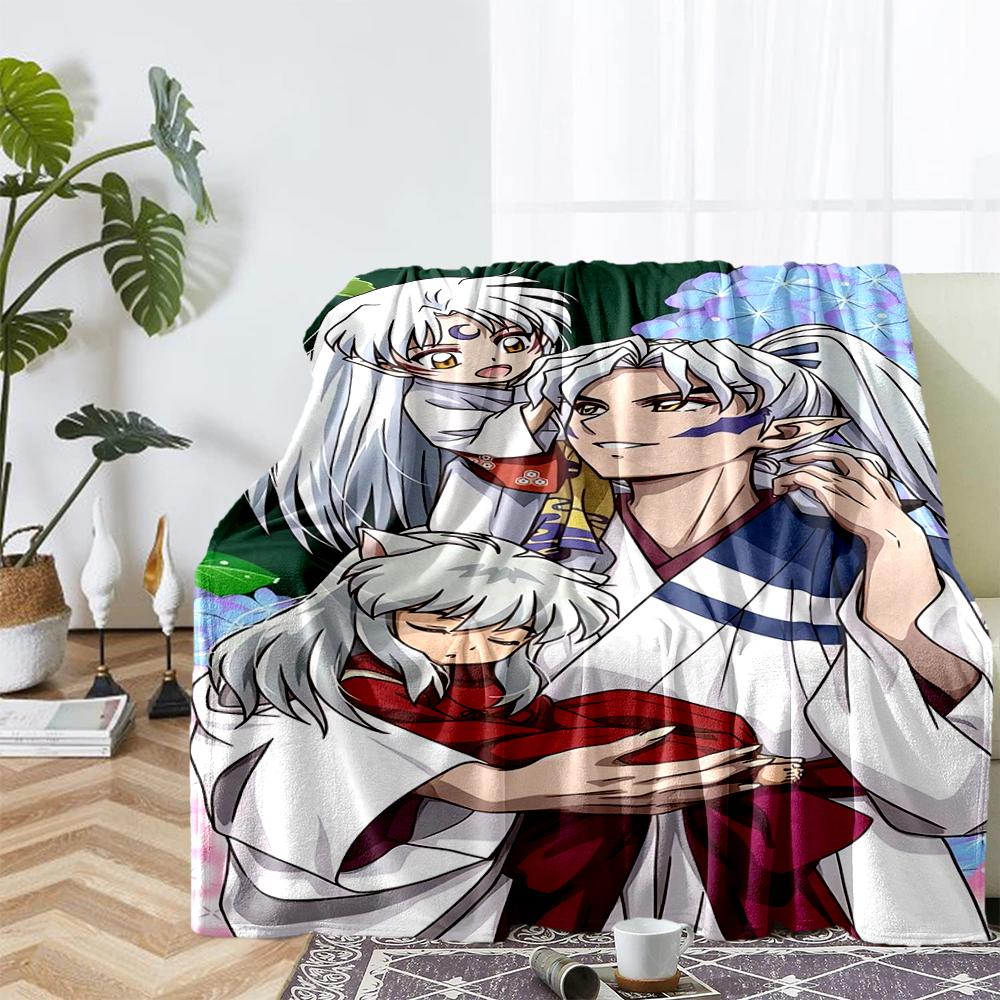Inuyasha Theme Printed Blanket - Perfect for Couch, Bed, Travel & Outdoor Use | Machine Washable, Cozy & Durable.
