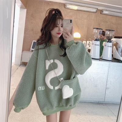 Весна и осень женская модная толстовка с круглым вырезом из бархата с вышивкой