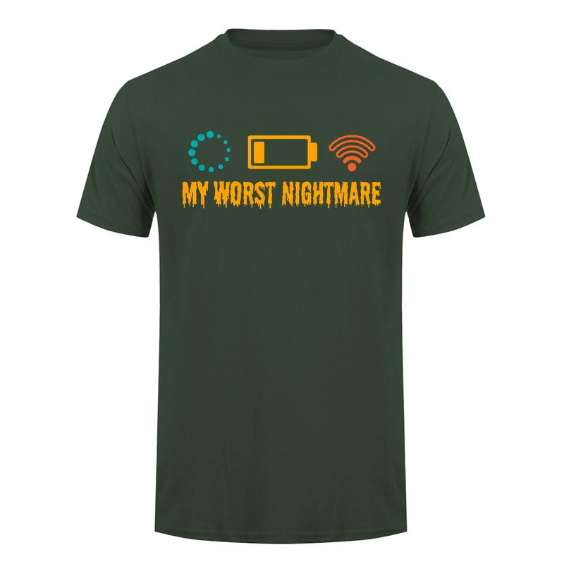My Worst Nightmare Low Battery No Wifi Loading Tshirt Funny Gamer Tech Geek Cotton T Shirt Da291