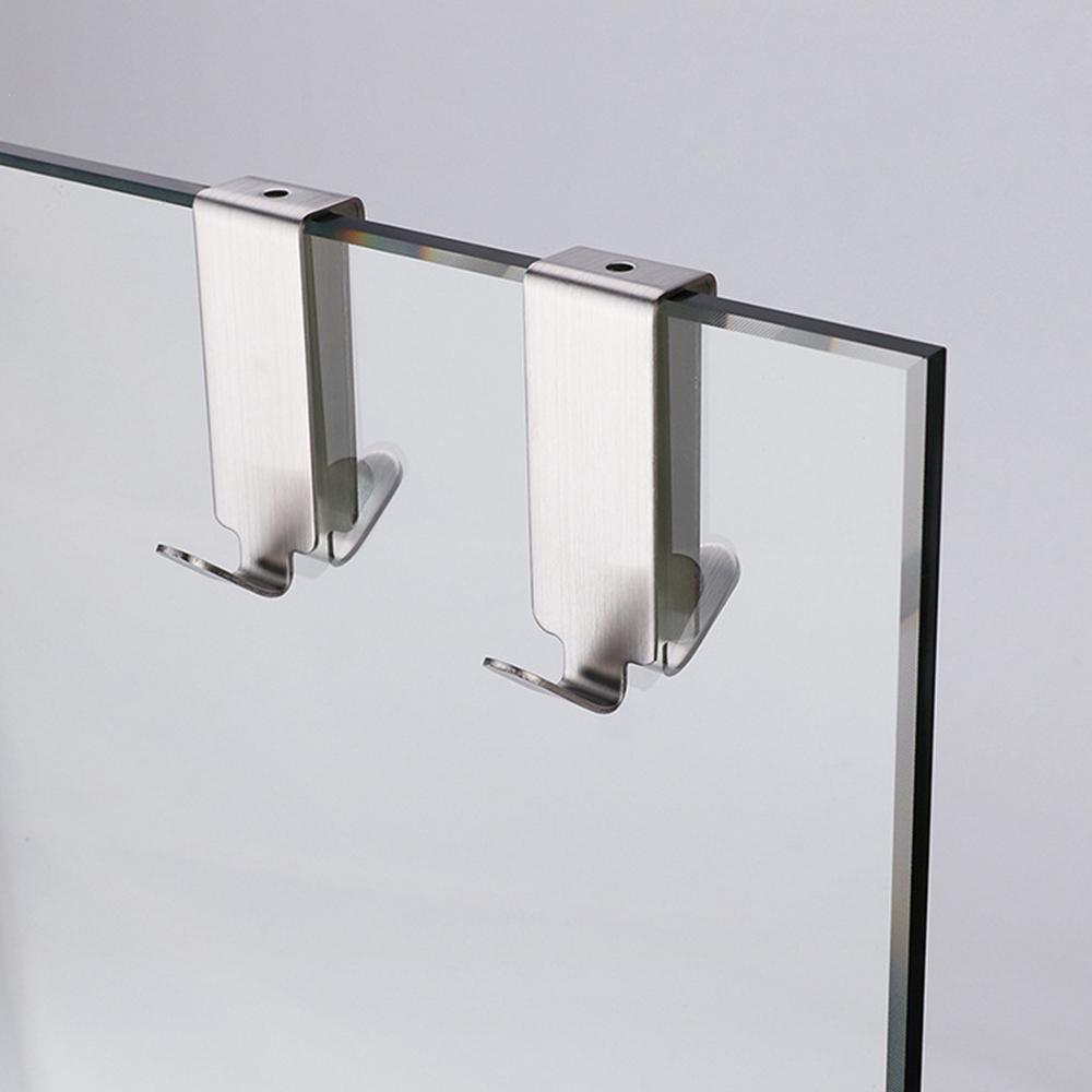 Двусторонний крючок для душевой двери из нержавеющей стали, вешалка для полотенец на стеклянную дверь, для установки на стену ванной комнаты или на стеклянную дверь