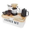 SOTECH Camping Coffee Set with Manual Black Coffee Dripper Glass Coffee Filters and and Box Grinder, Kettle, Pot, Server, Paper, (White)