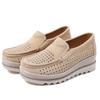 Platform Women Shoes Moccasins for Comfortable Loafers Leather Suede Hollow Out Flats Sneakers Zapatillas Mujer 2024