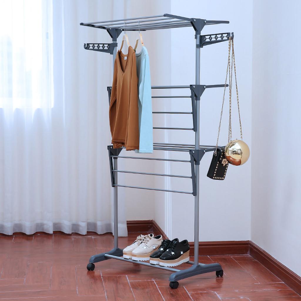 3 Tier Clothes Drying Rack Multifunction Folding Clothes Rail Laundry Dryer Hanger for Indoor