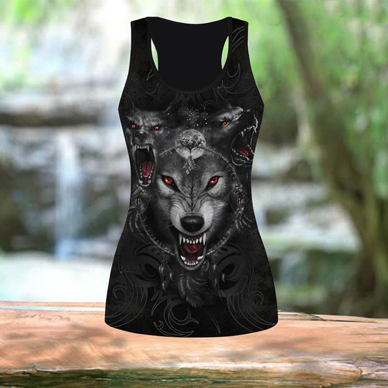 Great Wolfdog Print Yoga Outfit for Women Fashion 3D Printed Workout Leggings Fitness Sports High Waist Casual Yoga Pants for Women 2022