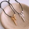 2026 New Metallic Fish Bone Pendant Necklaces for Women Femme Long Adjustable Wax Rope Sweater Chain Statement Jewelry