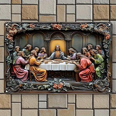 2d Плоский 30*20м, Квадратное Деревянное Настенное Искусство на тему Тайной Вечери, Яркая Религиозная Сцена с Иисусом и Учениками, Религиозный Настенный Декор, для Дома, Внутренний