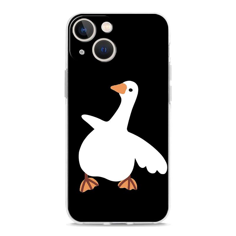 Прозрачный чехол с изображением мультяшной Утки-Несчастного для iPhone 15 16 14 13 12 11 Pro Max XS X XR SE 7 8 Plus, защитный чехол из ТПУ с прозрачной линзой.
