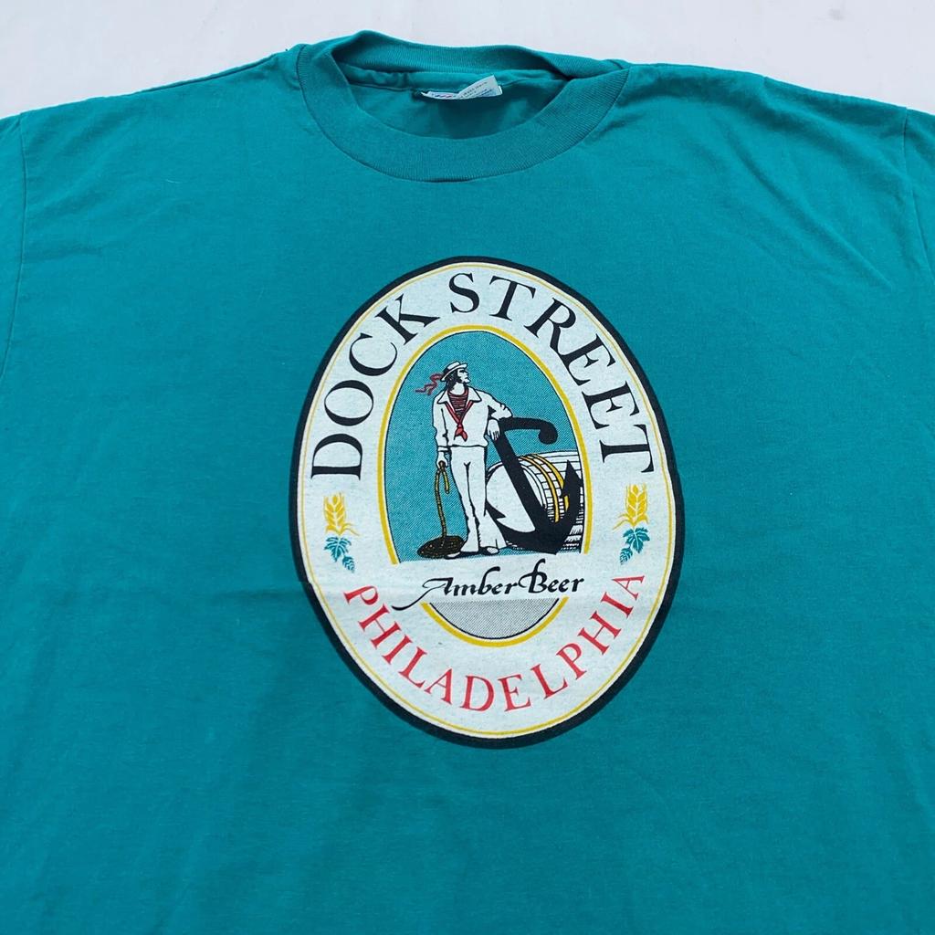 vtg 80s DOCK STREET BREWERY PHILADELPHIA BEER T-Shirt MEDIUM/LARGE craft