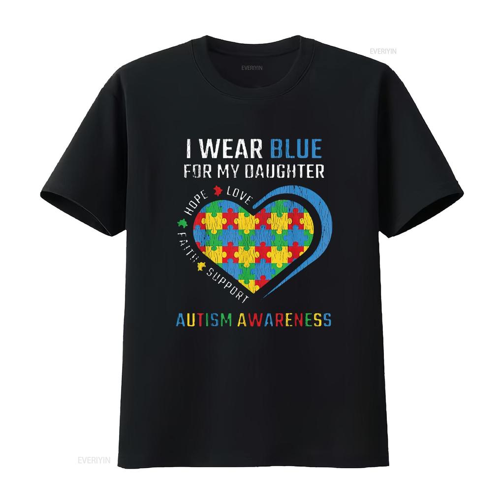 Womens Wear Blue For My Daughter Autistic Kids Autism Awareness Mom T Shirt Black 3X Large vintage Washed Top For Everyday Wear