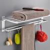 Double Layer Bathroom Towel Racks Wall Mount Bar Holder Rack Shelf with Hooks Bath Rails Bars