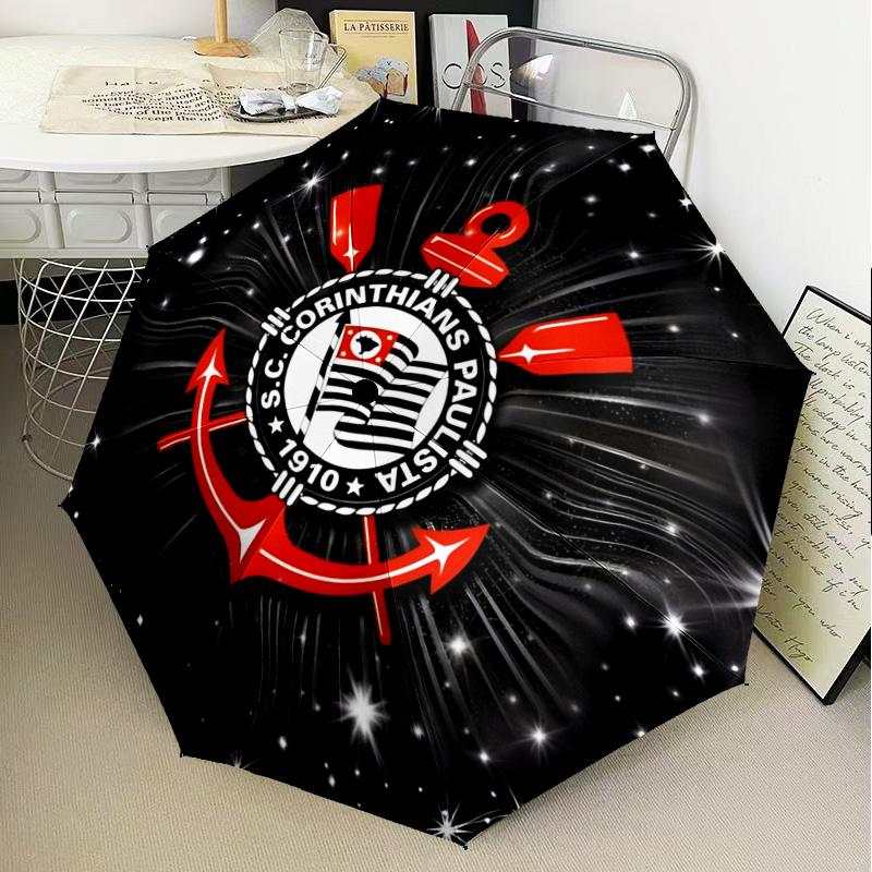 1PC Sport Club Football Crest Printed Umbrella Folding umbrella, automatic umbrella 8-Frame for Travel, camping Fan gifts Christmas Gifts