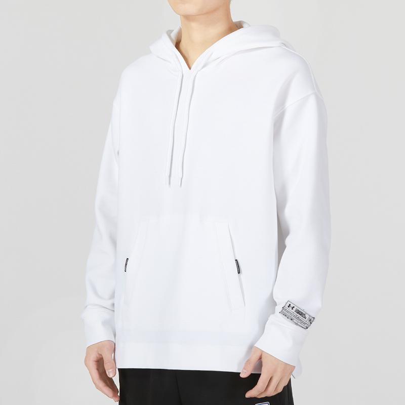 Under Armour Solid Color Drawstring Hoodie Men White 1377173-100