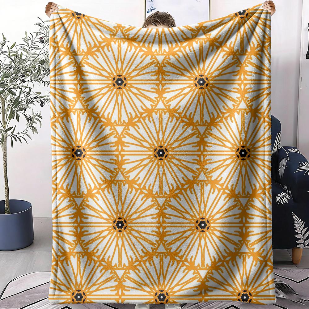 Retro Sunburst Throw Soft Flannel AC Blanket Lightweight Summer Nap Throw Cozy Blanket for Sofa Bed Travel Home