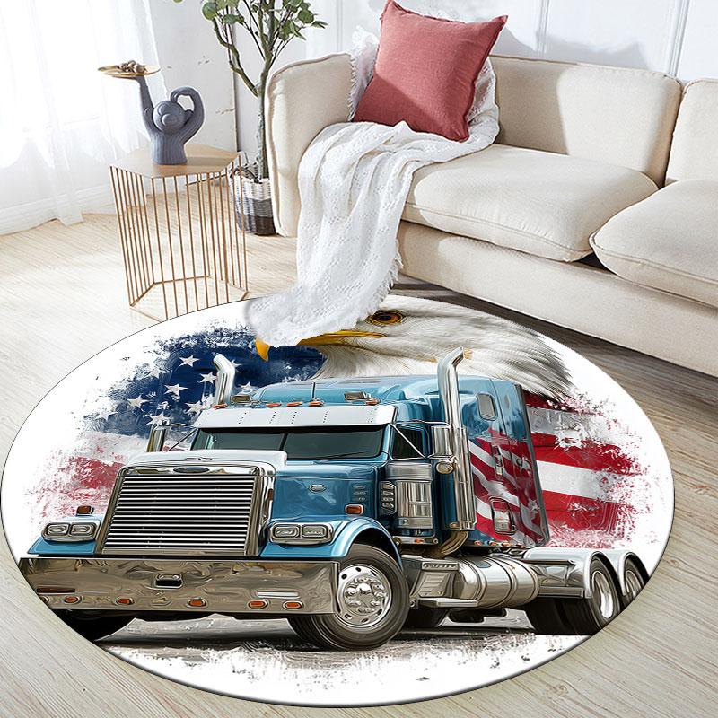 National Flag & Eagle pattern round rug,Carpet Rug for Living Room Bedroom Playroom ,Non-slip Floor Mat,Holiday Gifts and Birthday Gifts.