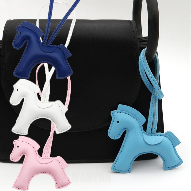 New Fashion Bag Accessories Horse Keychain With Strings Rope All-around PU Leather Tiny Horse Embellishment For Female Gift