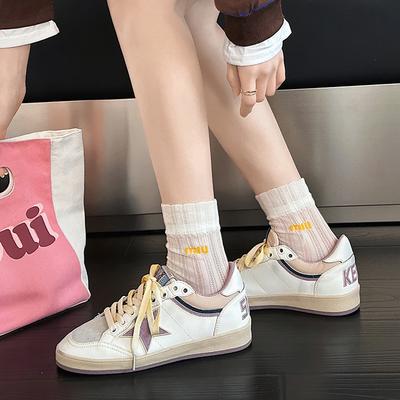 Кожаная звезда маленькая грязная обувь женская ретро круглый носок белая обувь повседневная плоская универсальная обувь для скейтборда