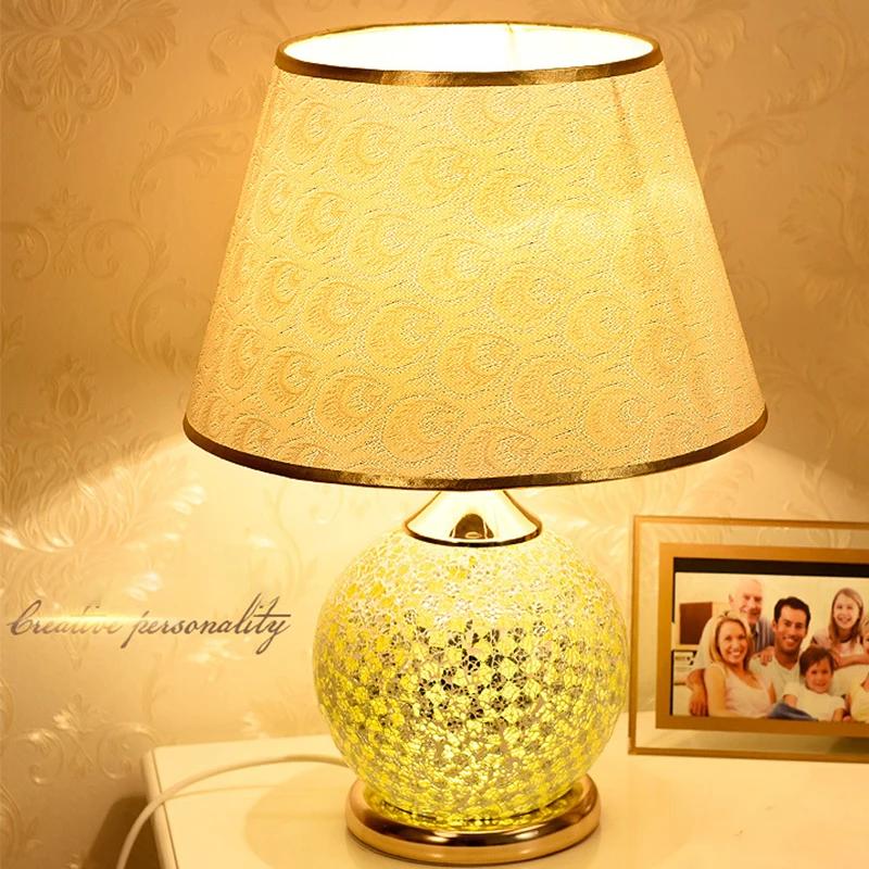 E27 Bedroom Table Lamp Romantic and Warm European Style Desk Lights Retro Home Bedside Lamps Fabric Decorative Table Light