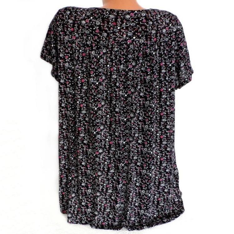 Summer Casual V Neck Printed T Shirt Loose Short Sleeve for Women Plus Size