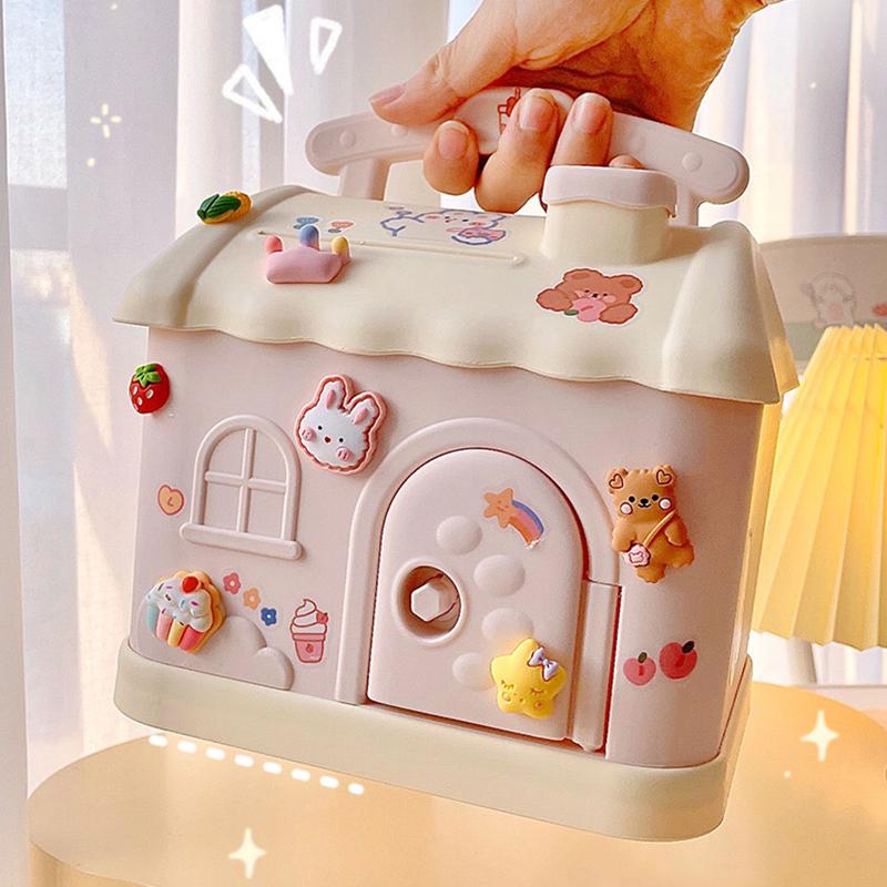 Милый домик-копилка с 3D-наклейкой Kawaii Копилка для детей и взрослых, большой размер, копилка для монет, банкнот, подарок на день рождения