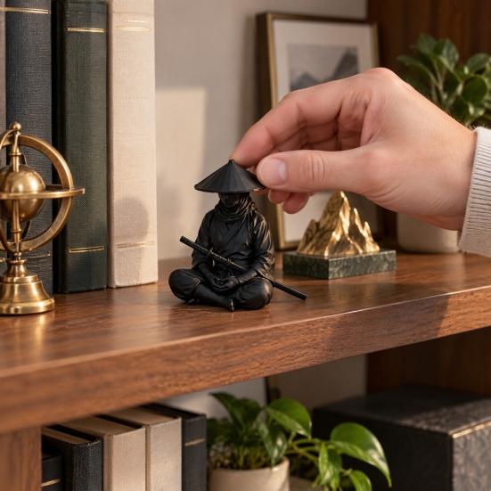 Чайная Комната Дзен Декор Статуя Японского Воина Самурая, 3D Печатная Фигурка Ниндзя, Сидящая в Медитации Статуэтка Скульптура для Прихожей