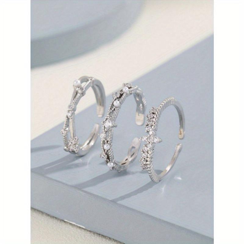 Copper material versatile combination geometric cross open adjustable size women's ring