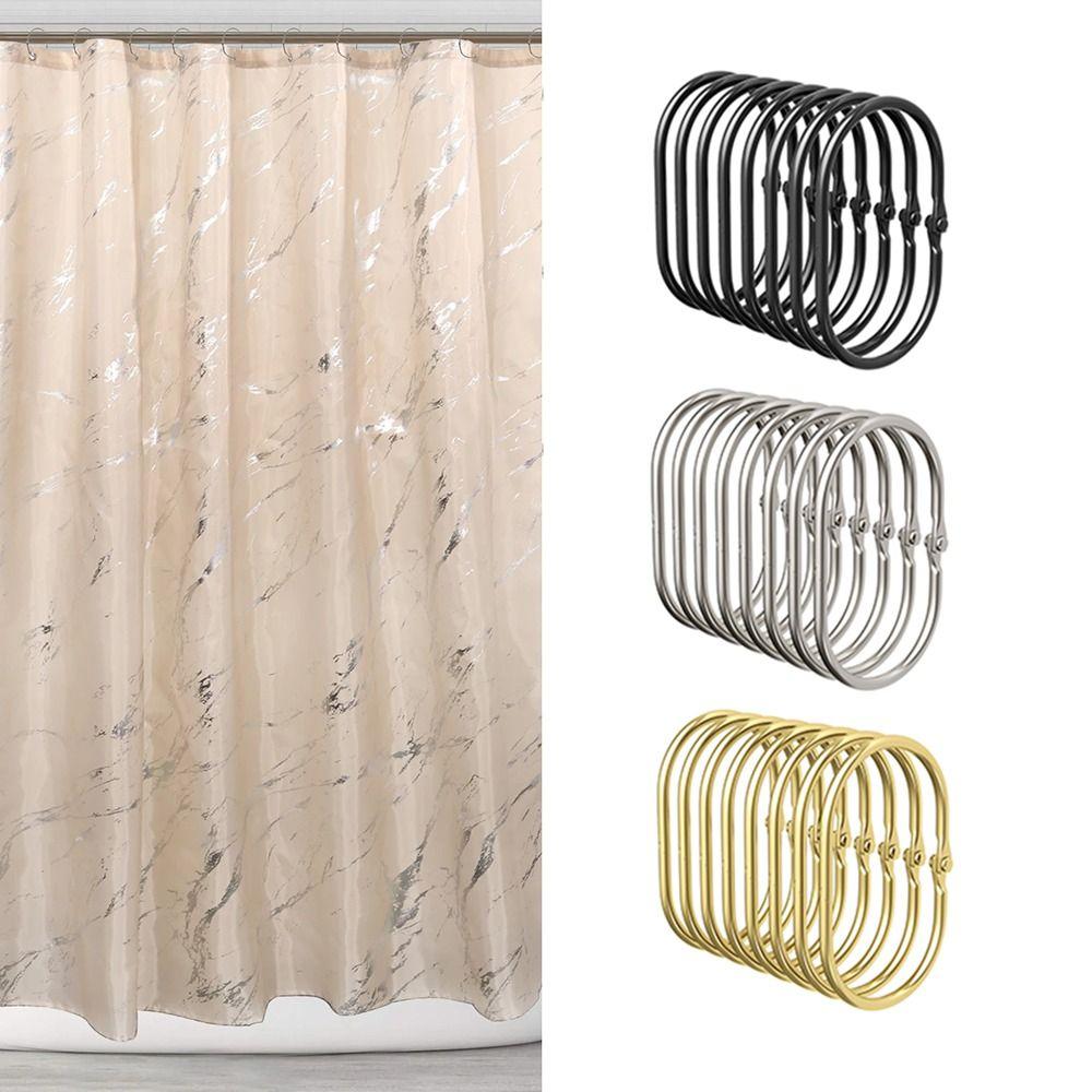12 Pcs Glide Smoothly Oval Shower Hooks Rust Proof Shower Curtain Rod Hangers Home