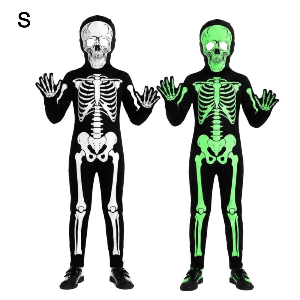 Luminous Cosplay Skeleton Suit Fabric Luminous Kids Dress Grim Reaper Costume Stage Performance
