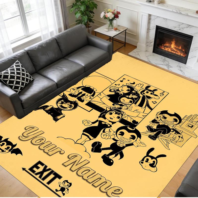 Crystal Velvet Rug Custom Name Text, Soft Non Slip Floor Mat Home DecorBendy and the Ink Machine