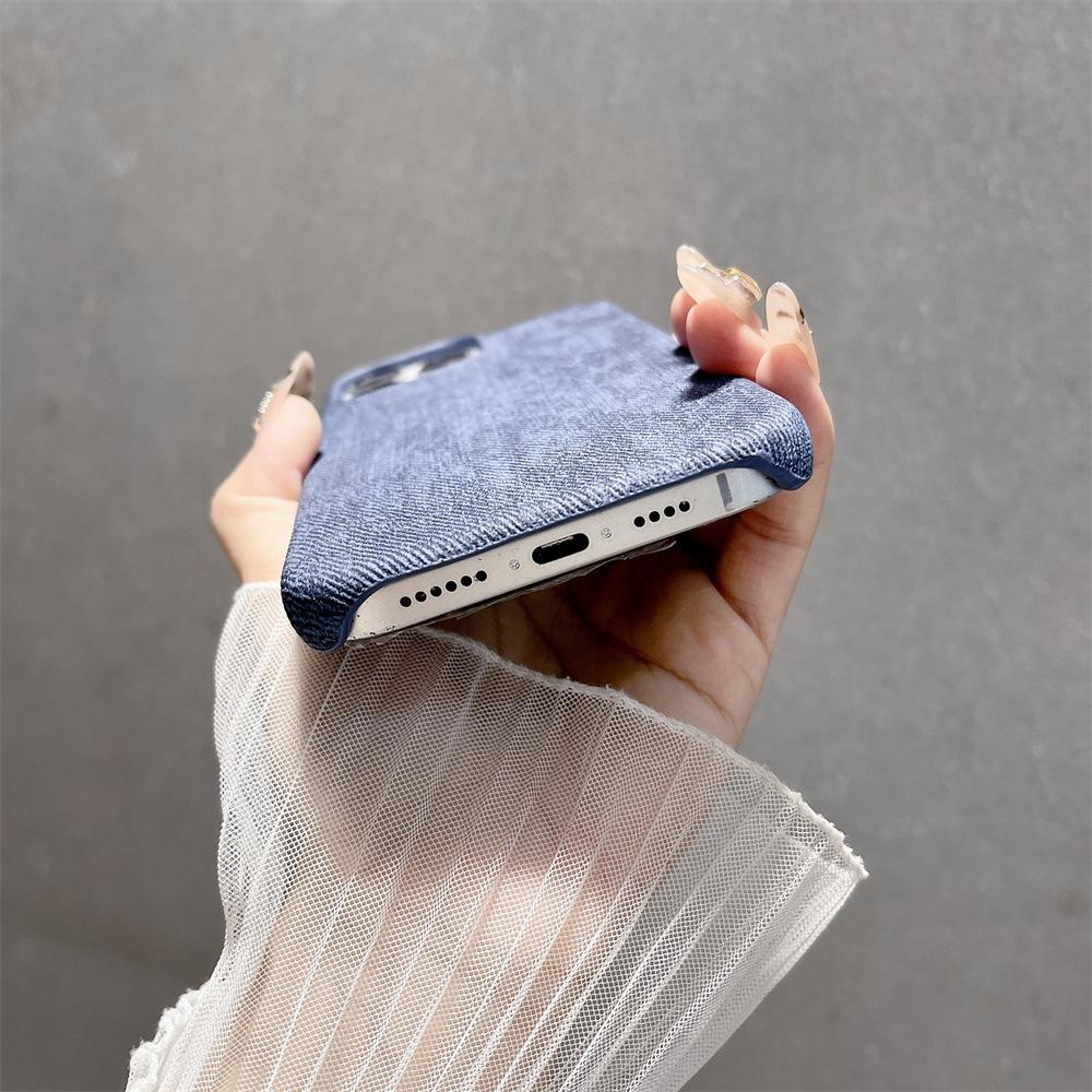 Applicable To IPhone16proMax Half Pack Denim Phone Case New Apple 15 Premium Sense Anti Fall Protection Case