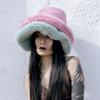 Oversized Plush Fluffy Bucket Hat Women Female Fashion Faux Fur Autumn Winter Hat  Large Warm Clouds Fisherman Cap Luxury Hat