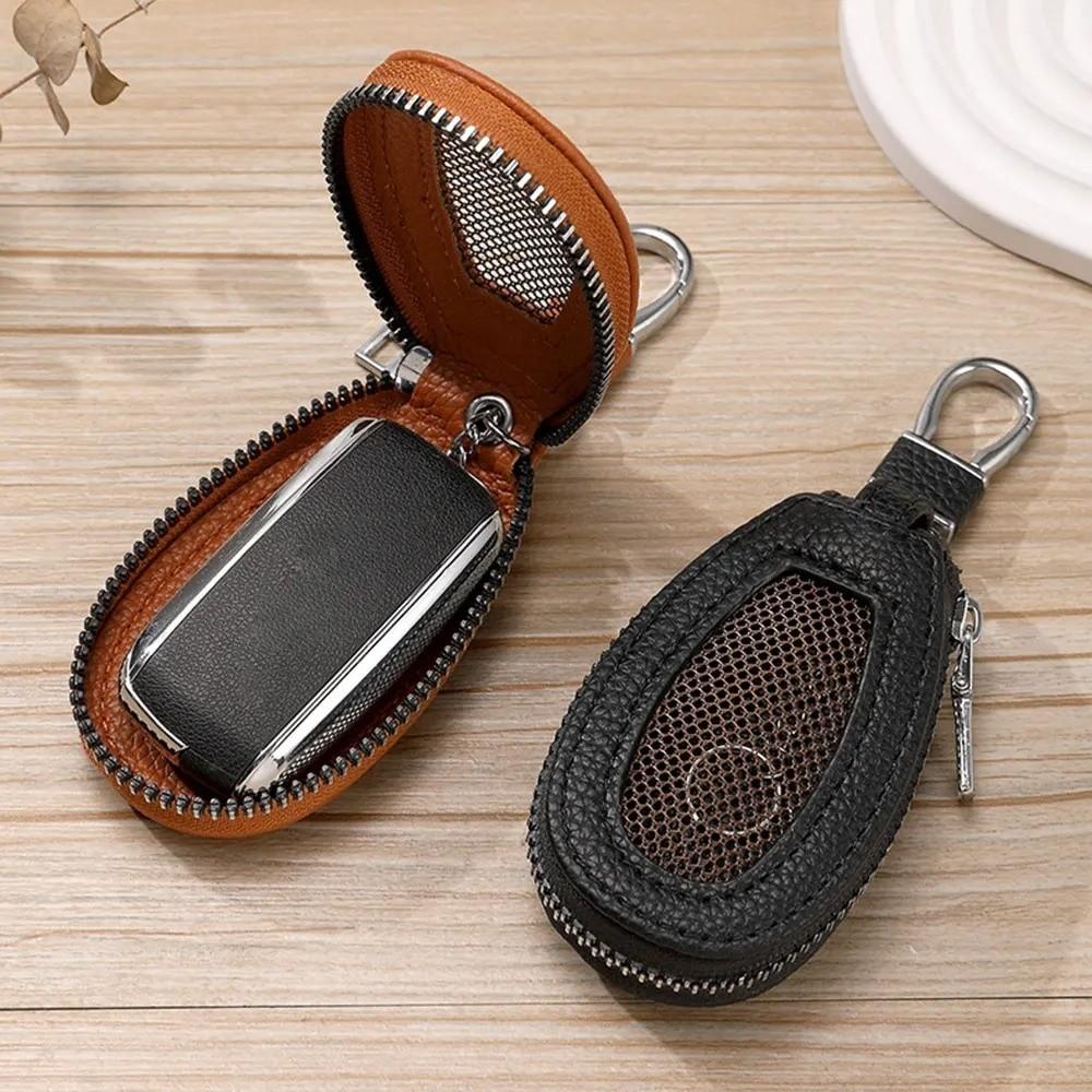 Transparent Mesh Leather Key Case Multifunctional Keychain Holder Practical Car Key Bag Unisex