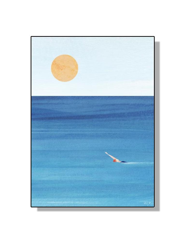 Абстрактное летнее плавание, прыжки, серфинг, морской пейзаж, постеры, холст, картина, минималистичная настенная картина, принт, гостиная, домашний декор