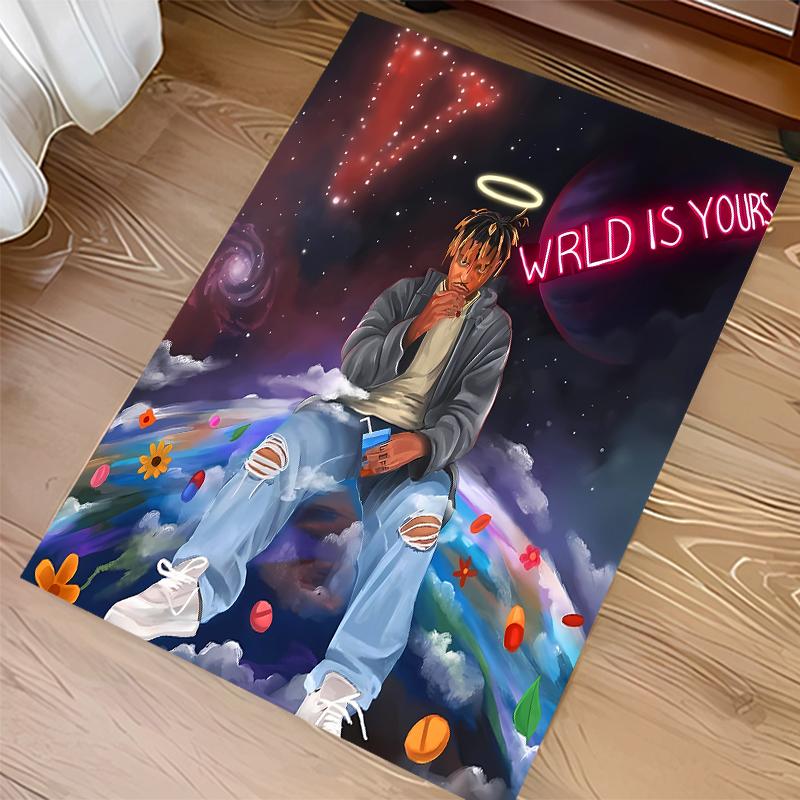 1pc Juice WRLD Print Area Rug - Soft,Washable Non-Slip Indoor Mat for Office Chairs,Living Room,Home Office Decorative Rug