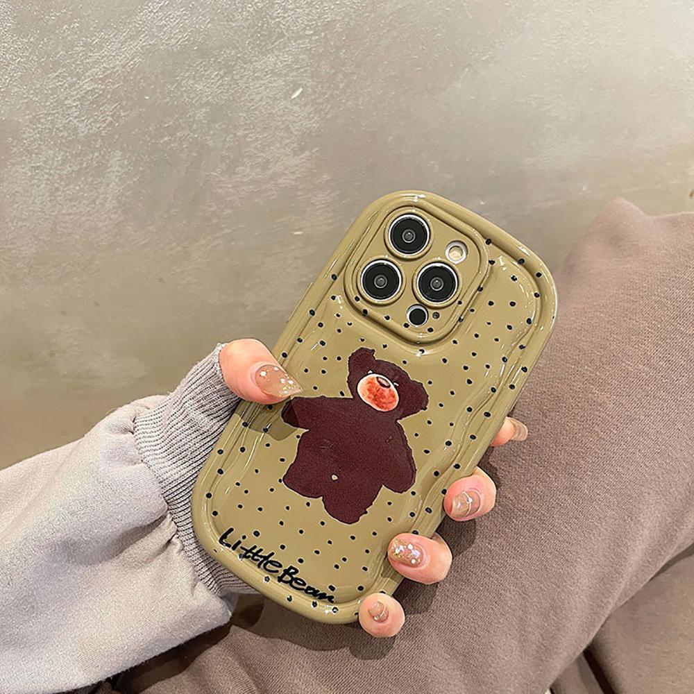 Противоударный чехол с милым медведем из мультфильма для Iphone 11 13 12 14 Pro Max, глянцевая задняя крышка для Iphone 14 Plus, милый мягкий чехол