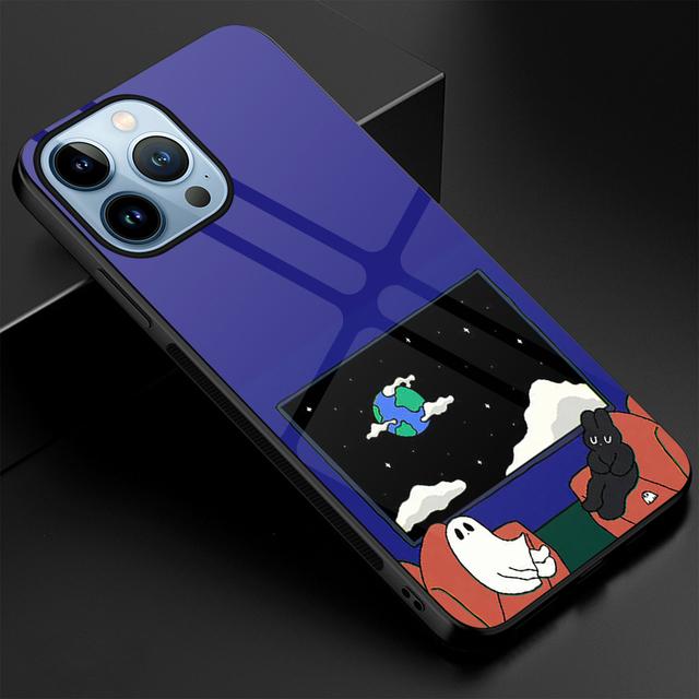 Чехол с милым астронавтом с рисунком для Iphone 14 13 12 11 Pro Max Mini Xs Xr X 7 8 6s Plus Se 2022, защитная задняя крышка из закаленного стекла