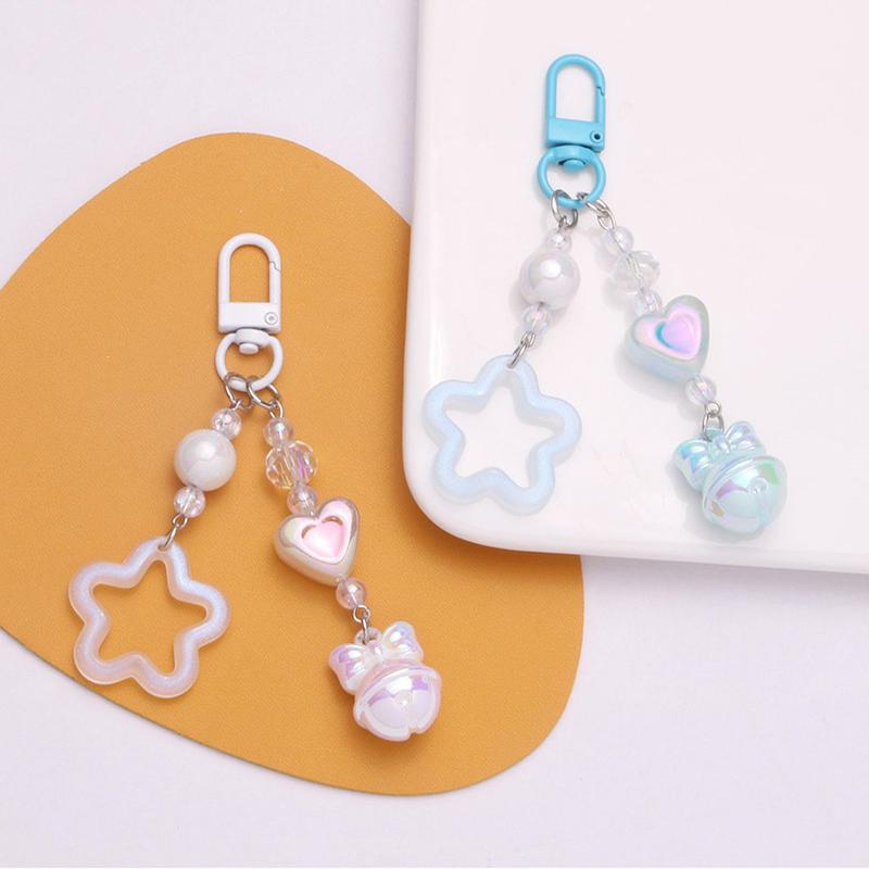 Hollow Pentagram Y2K Star Keychain Bell Pendant Cute Charm Key Ring Handbag Lanyard Accessories Car Hanging Trinket Key Holder
