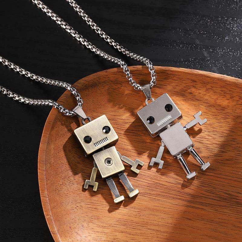 Ins Hip Hop Street Square Robot Jewelry Necklace Pendant