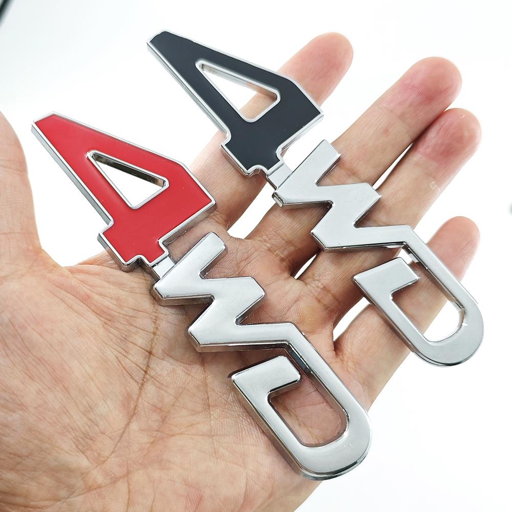 3D Metal 4WD Logo Letters Grill Emblem Badge Fender Car Trunk Sticker Decal For Honda Suzuki CRV Accord Civic Toyota Accessories air256