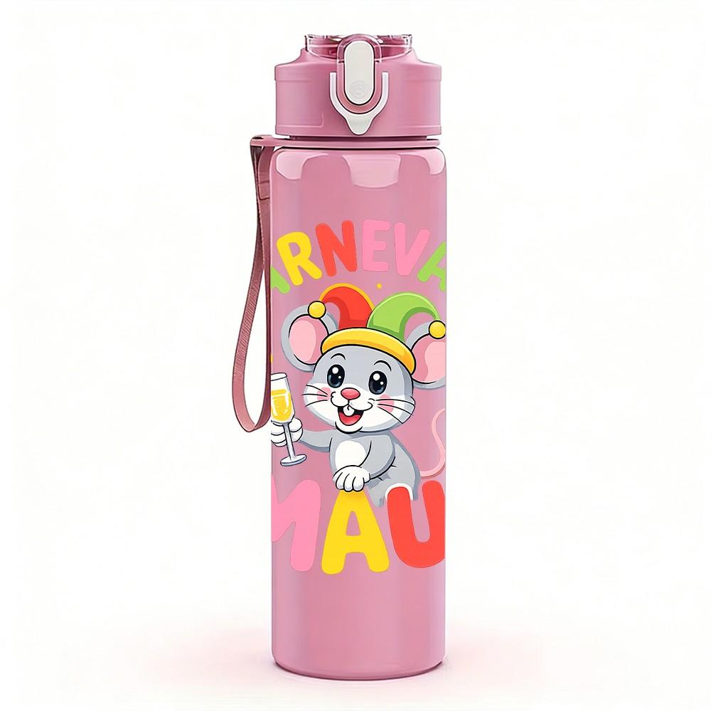 1PC Karnivals Maus Mouse Cartoon Print 750ml Color Plastic Sports Water Bottle Leakproof Flip Straw Lid Suitable for Sports Office Home Use