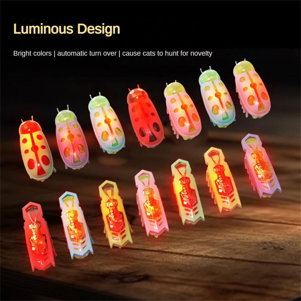 Игрушки для домашних животных, интерактивная мини-электрическая светящаяся игрушка-жук, игрушка для кошек, побег из препятствий, автоматическая флип-игрушка, вибрационный жук на батарейках
