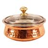 Hammered Steel Copper Handi Bowl with Glass Lid, Serveware & Tableware, Volume - 350 ML