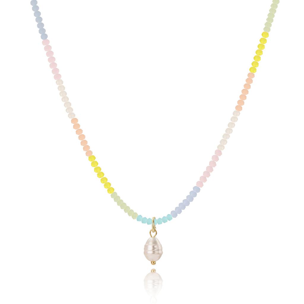 Ожерелье для женщин без потери цвета, простое рисовое ожерелье из бисера, женское легкое нишевое модное цветное хрустальное ожерелье, элегантное ожерелье