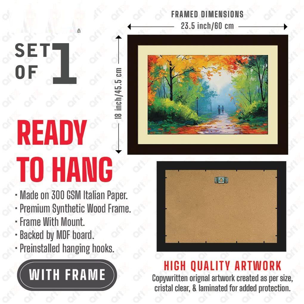 Бумага Романтическая пара Прогулка на природе Живописная настенная живопись в рамке, многоцветная, природа, 18,0 х 23,5 дюйма, набор из 1 шт.