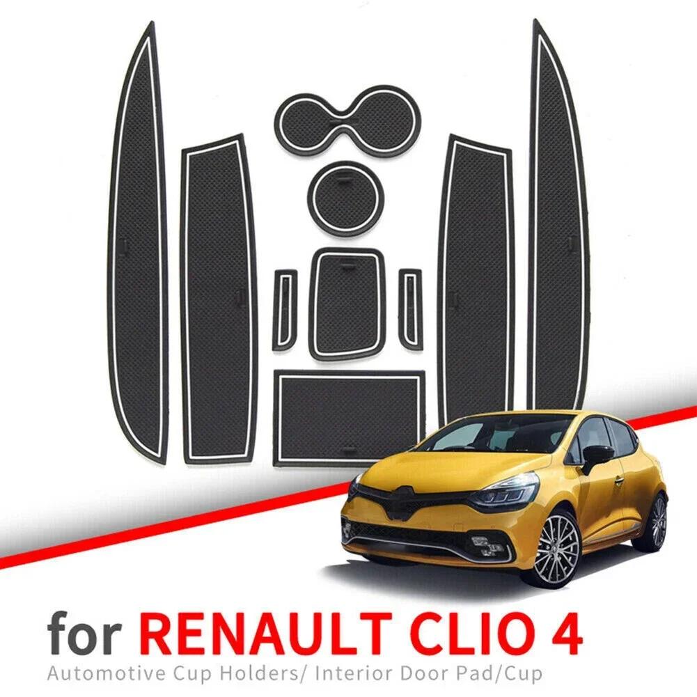 10PCS/SET Car Door Groove Mat Anti-Slip Gate Slot Cup Pad For Clio 4 2013-2018 Waterproof Door Mats Accessories
