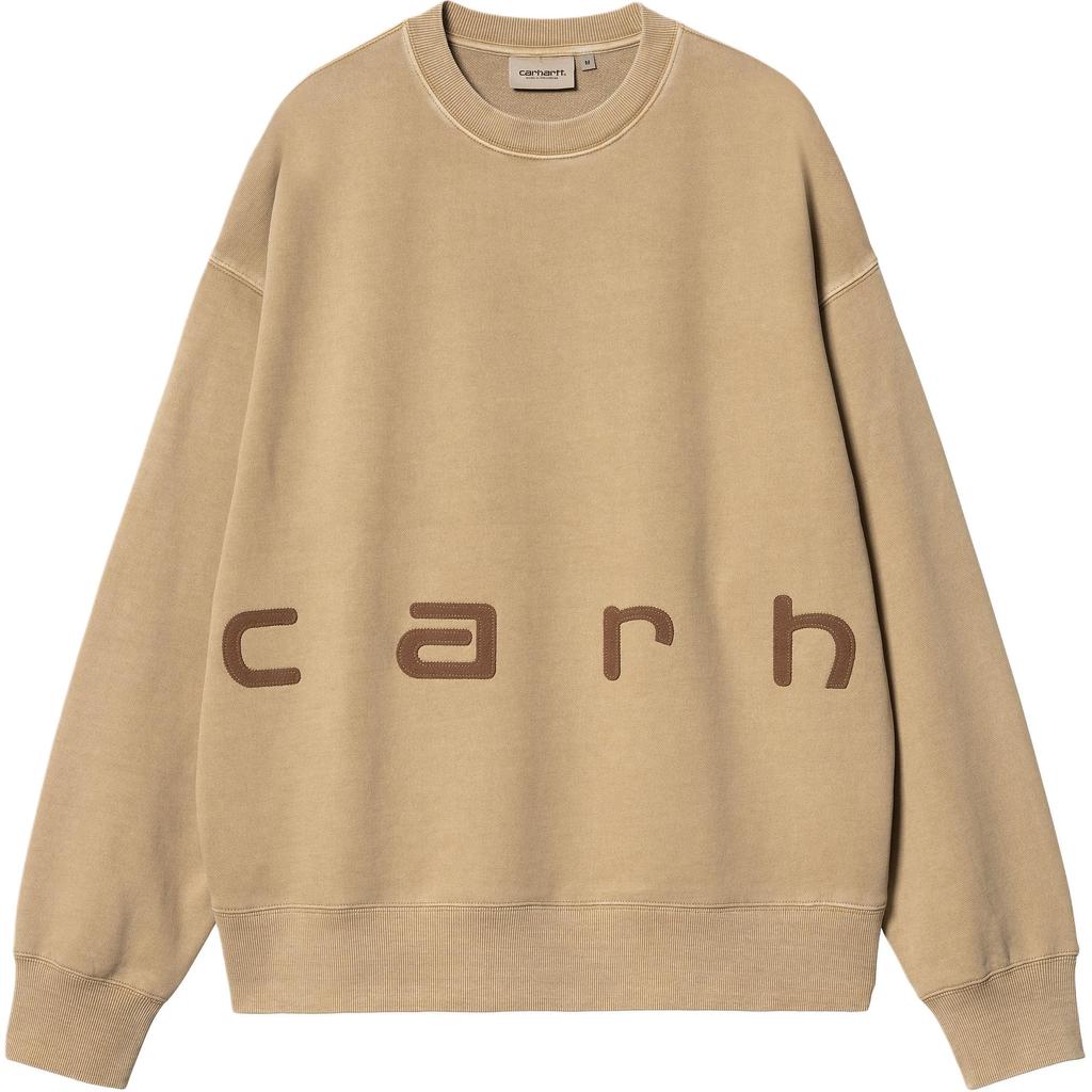 Carhartt WIP FW24 Фетровая надпись Свитшот Свободный крой Длинный рукав Круглый вырез Мужские свитшоты Хаки I034041-2J8-GD