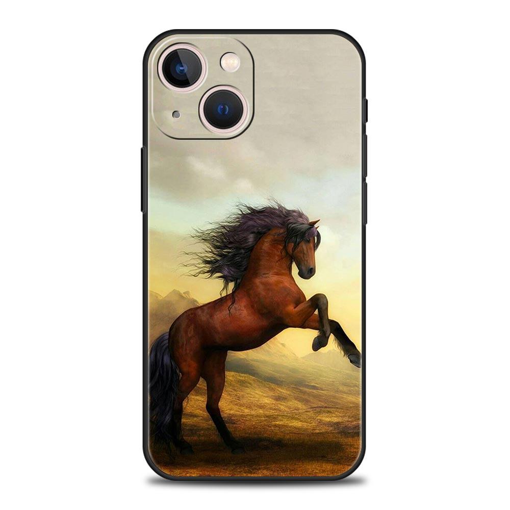 Чехол для телефона с изображением животного Лошадь для iPhone 17 16 15 14 13 12 Pro Max 11 Pro Max 17 AIR Plus Ударопрочный Мягкий ТПУ Чехол Fundas Capas